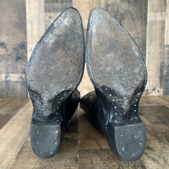 Justin W2386 Classic Black Pointed Toe Western Cowboy Boots Mens 10 D - Picture 5 of 12